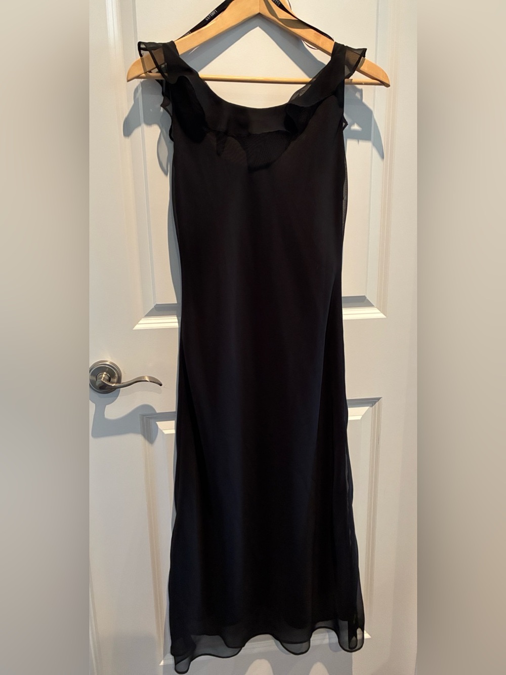 Women's Black Ruffle-Trim Maxi Dress
